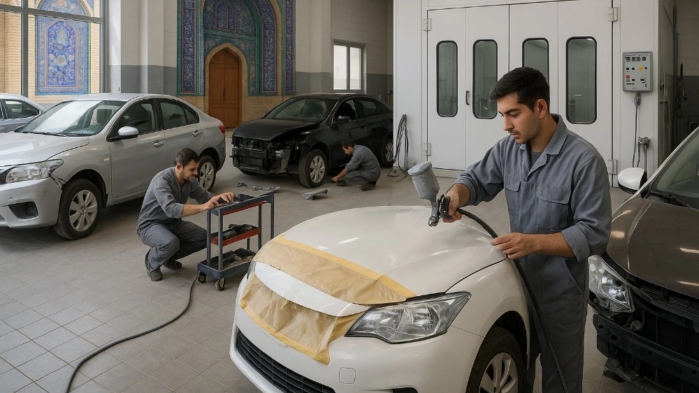 راهنمای کامل خدمات صافکاری و نقاشی خودرو در شیشه‌گری شیراز